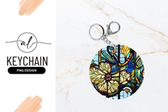 Floral Stained Glass Round Keychain Png Product Image 1