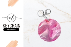 Abstract Pink Waves Round Keychain Png Product Image 1