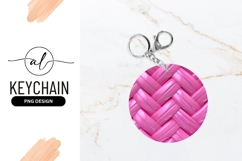 Pink Round Keychain Woven Texture Design Mockup Product Image 1