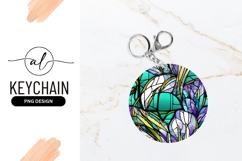 Abstract Stained Glass Circular Design Round Keychain Png Product Image 1