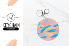 Pastel Abstract Shape Round Keychain Png Product Image 1