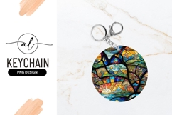 Stained Glass Style Round Keychain Design Product Image 1