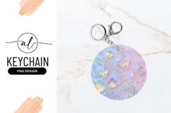 Iridescent Floral Illustration Round Keychain Png Product Image 1