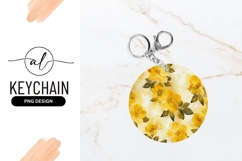 Yellow floral round keychain png design Product Image 1