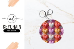 Colorful Heart Shape Pattern Round Keychain Png Product Image 1