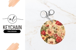 Round keychain with vintage floral design Product Image 1