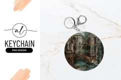 Venetian canal round keychain png design Product Image 1