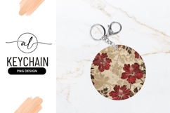 Elegant floral round keychain Product Image 1