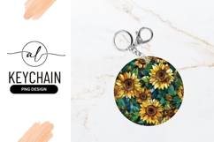 Vibrant sunflower round keychain png design Product Image 1