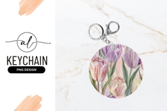 Elegant tulip round keychain png design Product Image 1