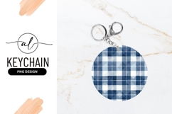 Blue plaid round keychain png design Product Image 1