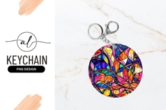 Vibrant Abstract Stained Glass Round Keychain Png Product Image 1