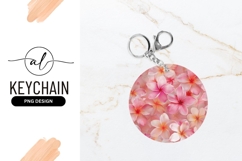 Round keychain with tropical flower design Product Image 1
