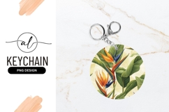Tropical bird of paradise round keychain png design Product Image 1