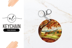 Autumn landscape round keychain png design Product Image 1