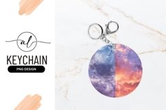 Round keychain png design: sunset and sunrise sky Product Image 1