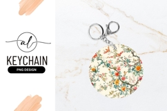 Elegant floral round keychain png design Product Image 1