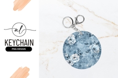 Blue floral round keychain png design Product Image 1