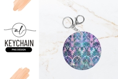 Round keychain with elegant damask pattern Product Image 1