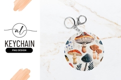 Whimsical mushroom round keychain png design Product Image 1
