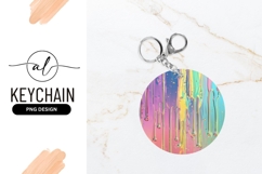 Colorful dripping paint round keychain Product Image 1