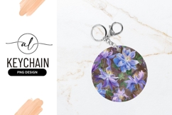 Round keychain with blue floral design Product Image 1