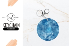 Round keychain with abstract blue design Product Image 1
