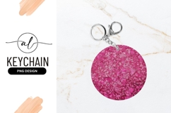 Pink glitter round keychain png design Product Image 1