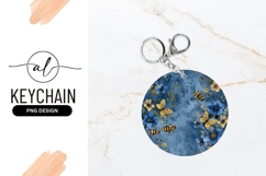 Round keychain with floral and bee design Product Image 1