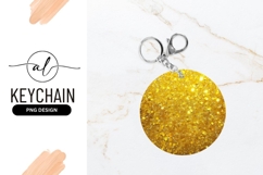 Golden glitter round keychain design Product Image 1