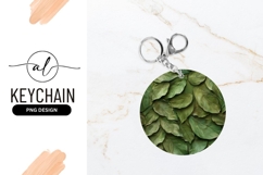 Round keychain with green leaves design Product Image 1