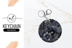 Elegant blue floral round keychain png design Product Image 1