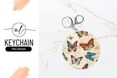Colorful butterfly round keychain png design Product Image 1