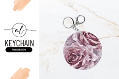 Elegant rose pattern round keychain png design Product Image 1