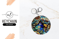 Nautical Stained Glass Art Round Keychain Png Product Image 1