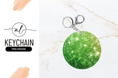 Green sparkle round keychain png design Product Image 1