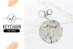 White Cracked Clay Texture Round Keychain Png Product Image 1