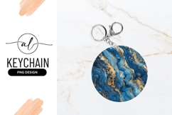 Round keychain with blue marble design Product Image 1