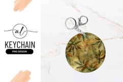 Vintage tropical leaf round keychain png design Product Image 1
