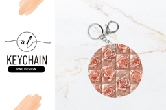 Elegant rose pattern round keychain Product Image 1