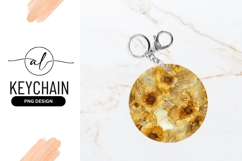 Golden floral round keychain png design Product Image 1