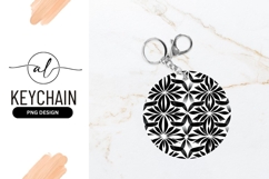 Abstract Black Floral Pattern Round Keychain Png Product Image 1