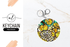 Stained Glass Flowers Round Keychain Png Product Image 1