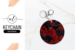 Red And Black Marble Patterned Round Keychain Product Image 1