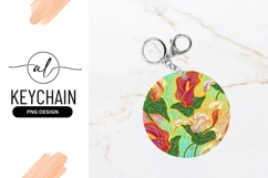 Vibrant Calla Lily Flower Round Keychain Png Product Image 1