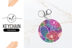 Cactus Flower Composition Round Keychain Png Product Image 1