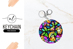 Vivid Stained Glass Window Round Keychain Png Product Image 1