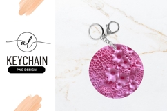 Pink Flower Round Keychain Png Design Template Product Image 1