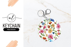 Floral Round Keychain Png Design On Marble Product Image 1