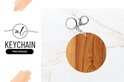 Round Wooden Keychain Mockup On Marble Background Product Image 1